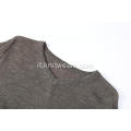 Pullover da uomo con scollo a V in ramie/cotone lavorato a maglia